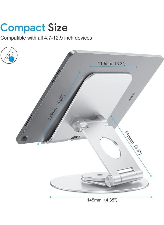 iPad Stand Swivel for iPhone Tablet Holder Stable Sturdy Adjustable 360° Swivel Angle Rotating Tablet Stand for Writing and Drawing