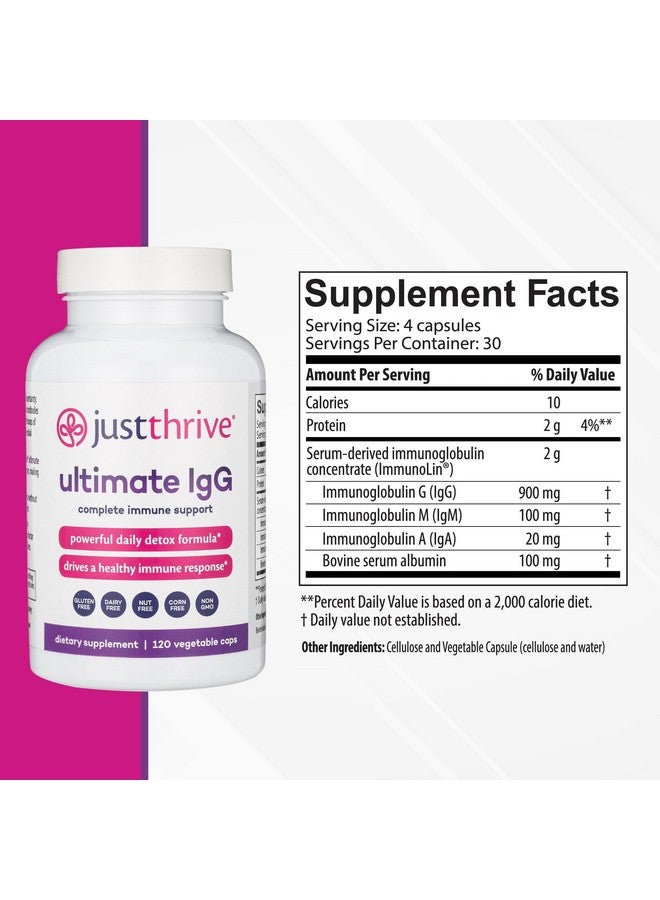 جاست ثرايف Just Thrive - Ultimate IgG - مكمل غذائي كامل لدعم المناعة - تركيبة التخلص من السموم، 120 كبسولة نباتية - Image 2