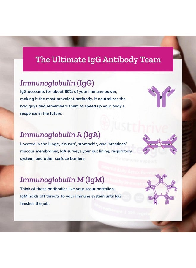 جاست ثرايف Just Thrive - Ultimate IgG - مكمل غذائي كامل لدعم المناعة - تركيبة التخلص من السموم، 120 كبسولة نباتية - Image 5