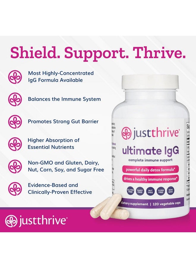 جاست ثرايف Just Thrive - Ultimate IgG - مكمل غذائي كامل لدعم المناعة - تركيبة التخلص من السموم، 120 كبسولة نباتية - Image 4