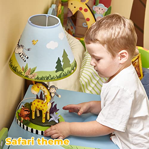 Fantasy Fields - Sunny Safari Animals Thematic Kids Table Lamp, for Girls & Boys Rooms with Printed Zebra Lampshade & Sculpted Monkey, Giraffe, & Tiger Base, Jungle Lamp for Nurseries & Baby Rooms - Image 2