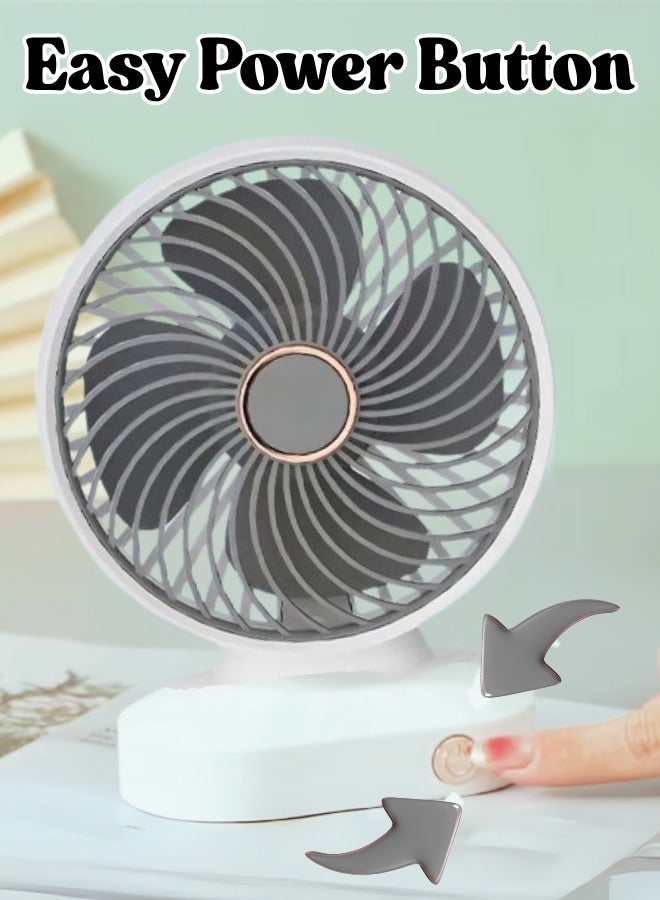 مروحة AHLAN المحمولة للطاولة/المكتب، قابلة لإعادة الشحن، مزودة بشاحن USB | سرعة قابلة للتعديل | صغيرة الحجم وهادئة | أداء عالي - Image 3