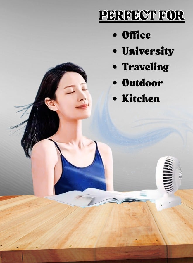 مروحة AHLAN المحمولة للطاولة/المكتب، قابلة لإعادة الشحن، مزودة بشاحن USB | سرعة قابلة للتعديل | صغيرة الحجم وهادئة | أداء عالي - Image 4
