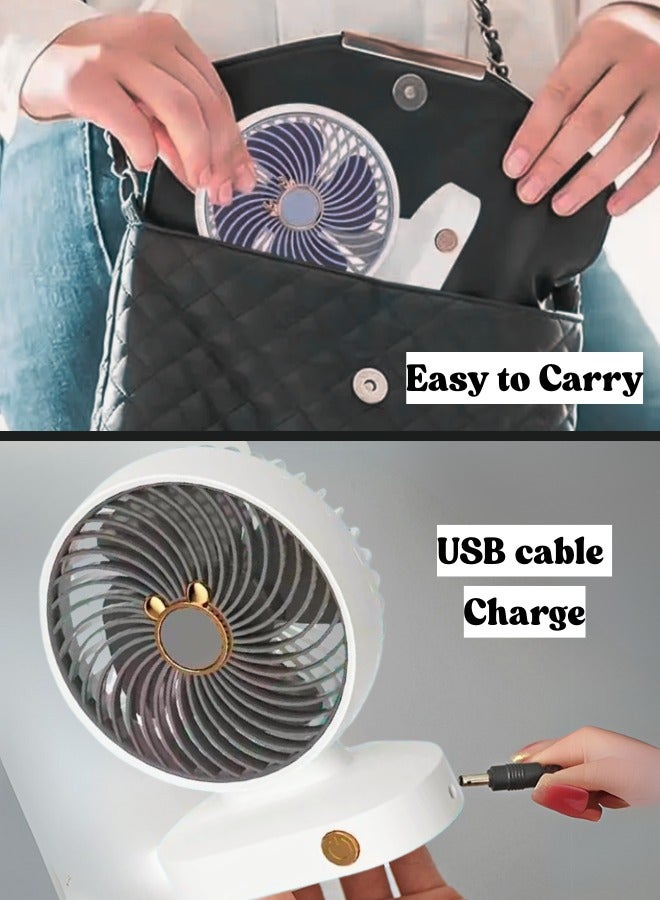 مروحة AHLAN المحمولة للطاولة/المكتب، قابلة لإعادة الشحن، مزودة بشاحن USB | سرعة قابلة للتعديل | صغيرة الحجم وهادئة | أداء عالي - Image 5