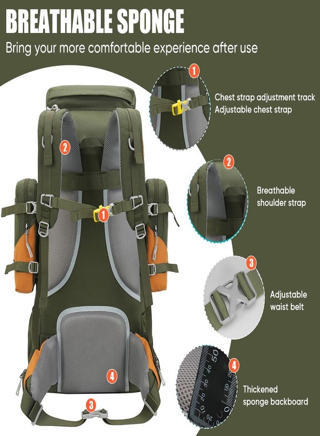 Bseash 70L (65+5) Waterproof Hiking Camping Backpack with Rain Cover, Outdoor Sport Travel Daypack for Climbing Touring (Army Green) - Image 3