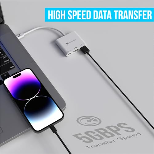 Portronics C-Konnect Type C to HDMI Adapter (3-in-1), Multiport USB C Hub with 4K@30Hz, USB 3.0 @ 5Gbps, 100 W PD Charging Port for Laptop, MacBook, PC and Other Type C Devices (White) - Image 4