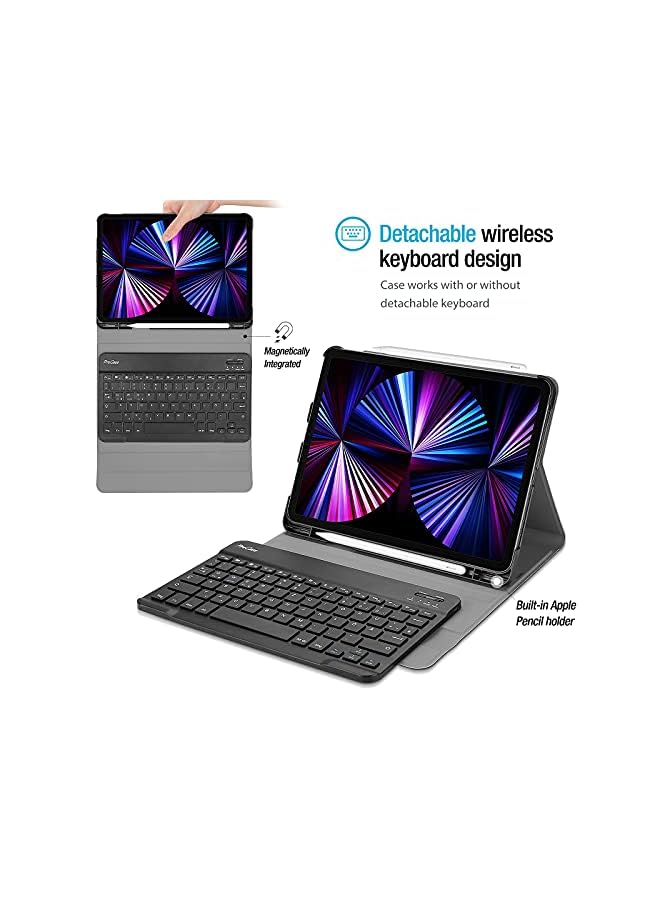 Procases For Ipad Pro 11 Keyboard Case 2022 2021 2020 2018, Slim Shell Lightweight Cover With Magnetically Detachable Wireless Keyboard For Ipad Pro 11 Inch 4Th 3Rd 2Nd 1St Gen -Black - Image 3