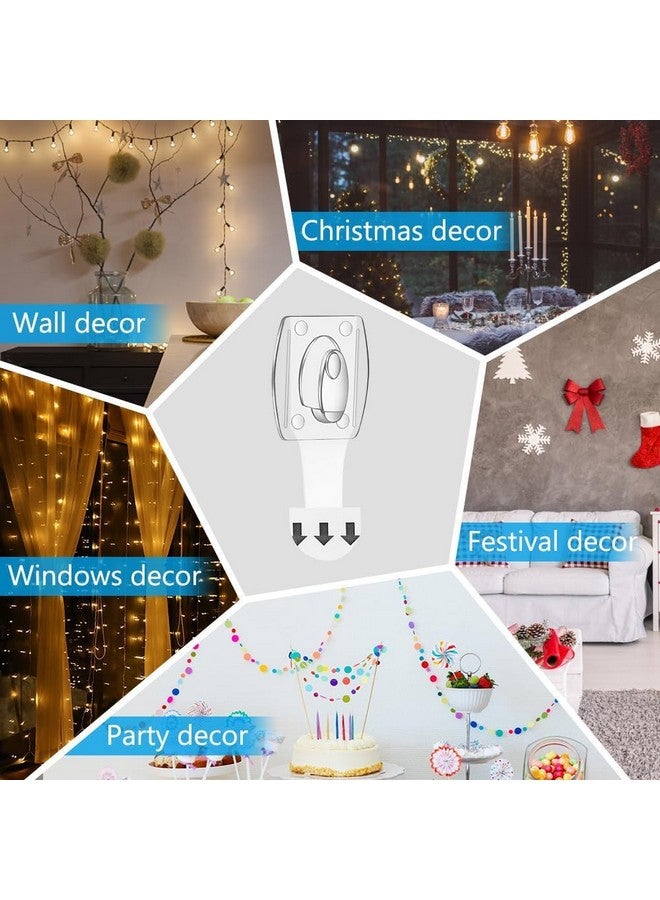 CLAPONE CLAPONE Adhesive Strips, Clear Mini Light Clips, Strips Hooks, Small Self-Adhesive Hooks, Indoor Christmas/Festival Decoration,Hooks (Clear, 20 Mini Light Clips)  - Image 4
