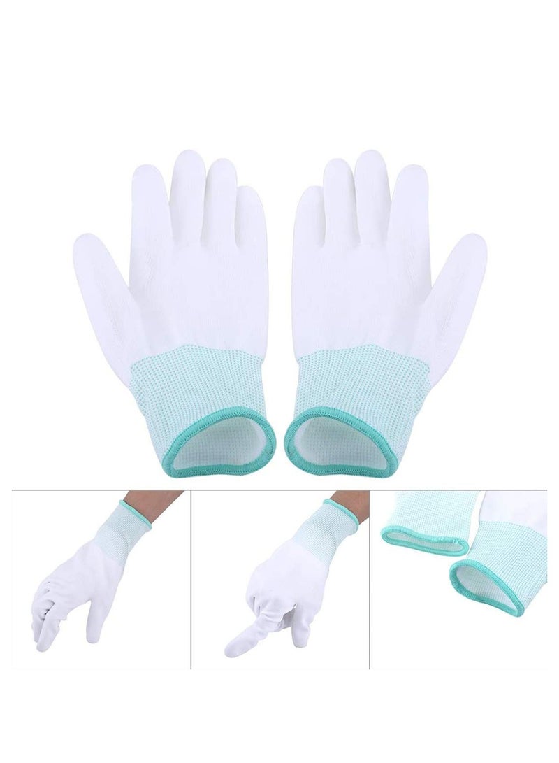 12 Pairs Quilting Grip Gloves Household Machine Quilting Sewing Grip Gloves for Free Motion Finger Gloves White Nylon Quilters Free Motion Machine for Sewing Green Medium Size - Image 2