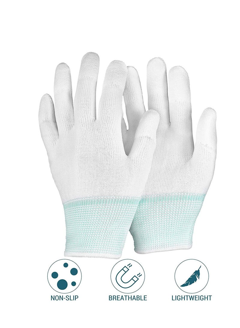 12 Pairs Quilting Grip Gloves Household Machine Quilting Sewing Grip Gloves for Free Motion Finger Gloves White Nylon Quilters Free Motion Machine for Sewing Green Medium Size - Image 5
