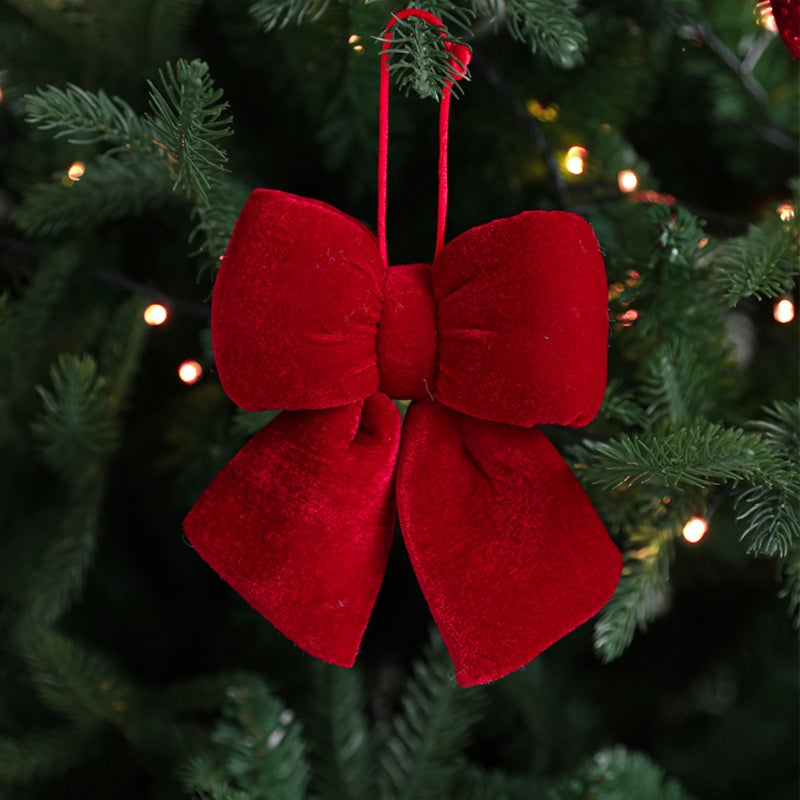 Christmas bow pendant velvet wedding decoration  red - Image 3