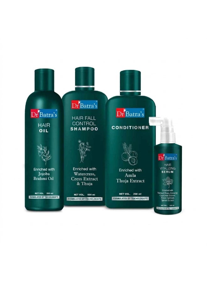 Dr Batra's Hair Vitalizing Serum 125 ml, Hair Fall Control Shampoo - 500 ml, Hair Oil - 200 ml and Conditioner 200 ml - Image 1