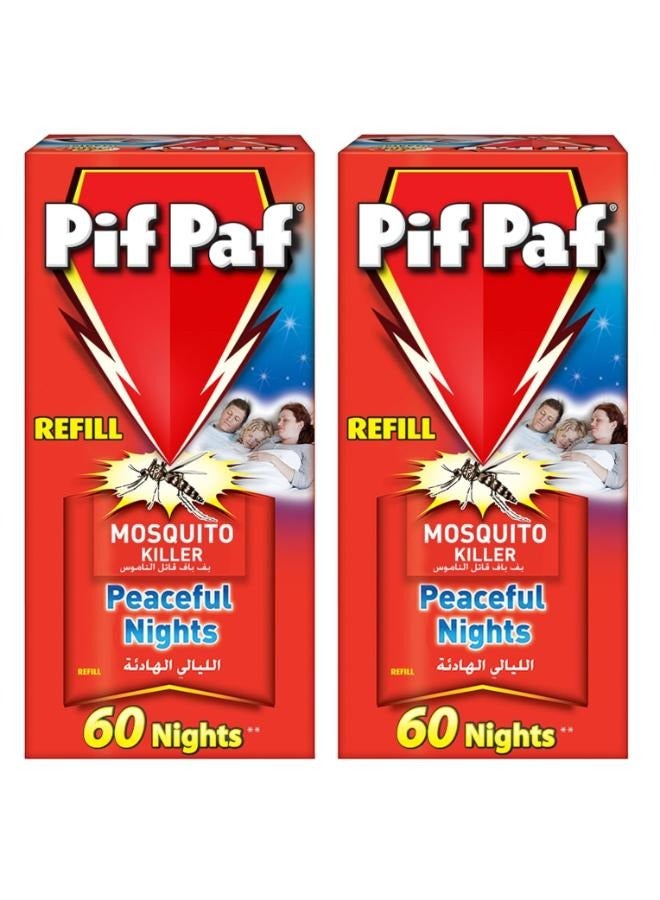 Pif Paf 2PCs  Pif Paf Mosquito Killer Liquid Electric Device Kit 60 Nights Refill 45ml - Image 1