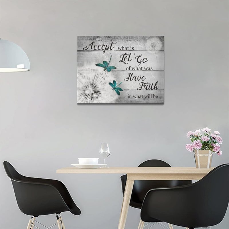 remzoke Inspirational Dandelion and Dragonfly Canvas Wall Art - Image 2