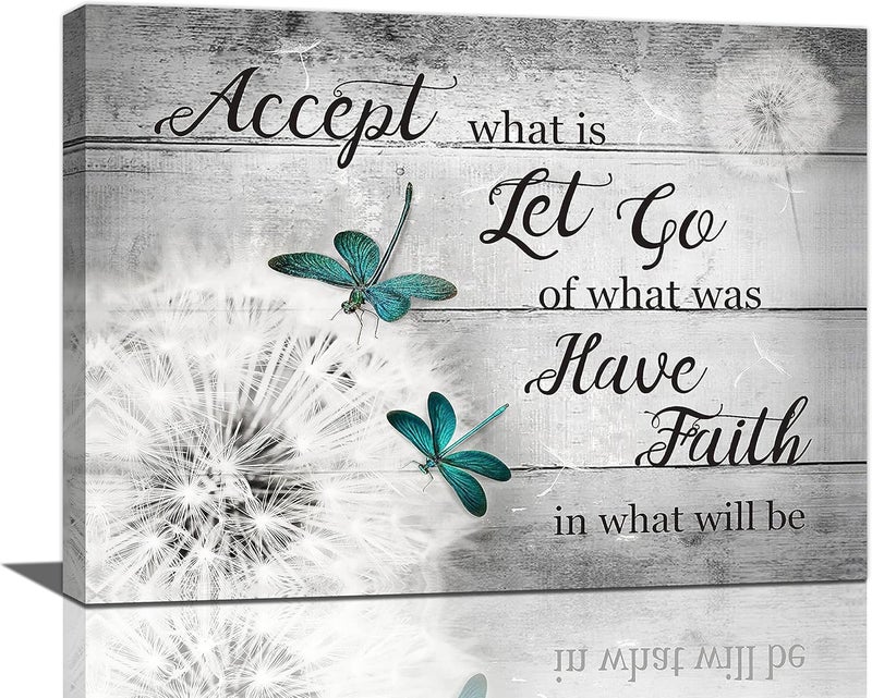 remzoke Inspirational Dandelion and Dragonfly Canvas Wall Art - Image 1