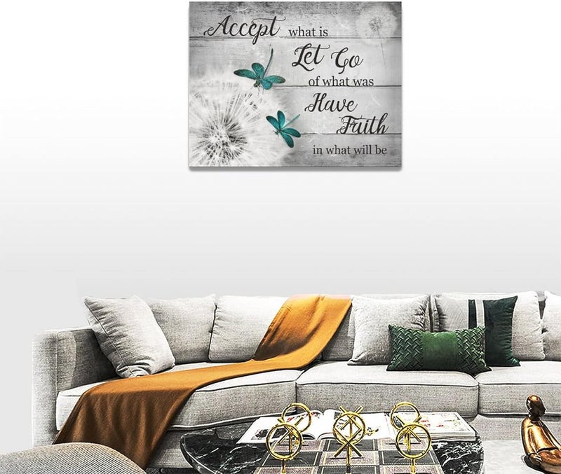 remzoke Inspirational Dandelion and Dragonfly Canvas Wall Art - Image 3
