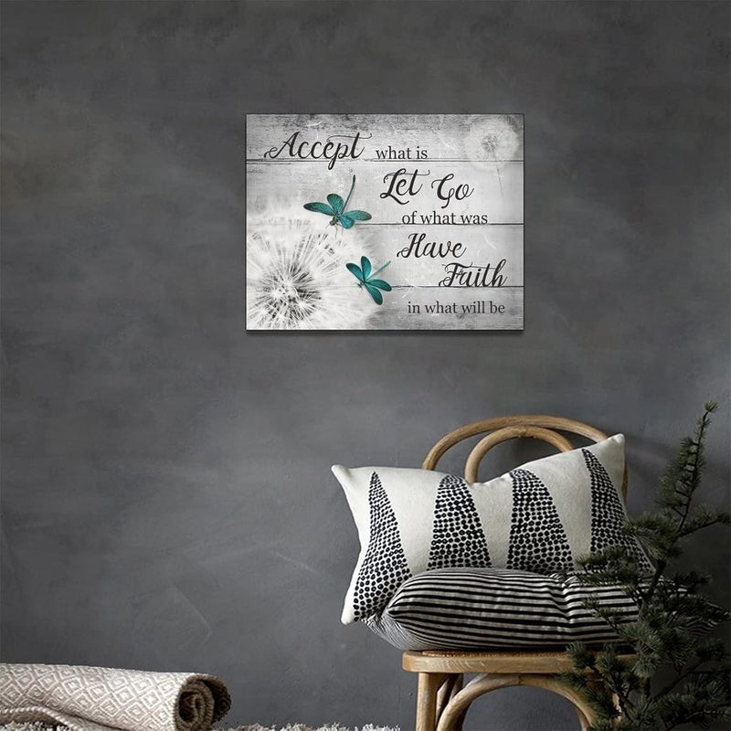 remzoke Inspirational Dandelion and Dragonfly Canvas Wall Art - Image 4