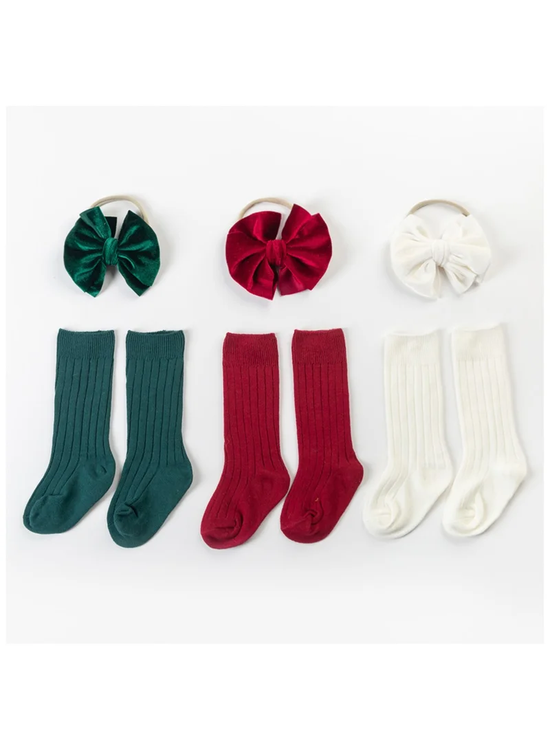 D'Daniela Mikha Socks & Ribbon Bow Set For Babies and Girls - White