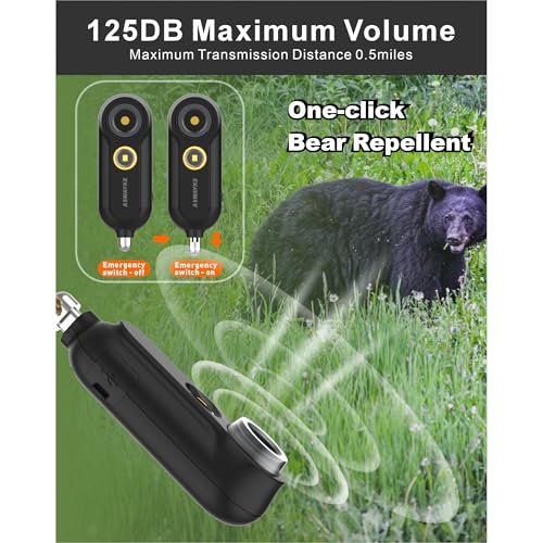 aswayke 125dB Rechargeable Bear Horn,IPX5 Waterproof & LED Flashlight Bear Deterrent Device for Hiking, Camping, Outdoor Survival-Black - Image 3