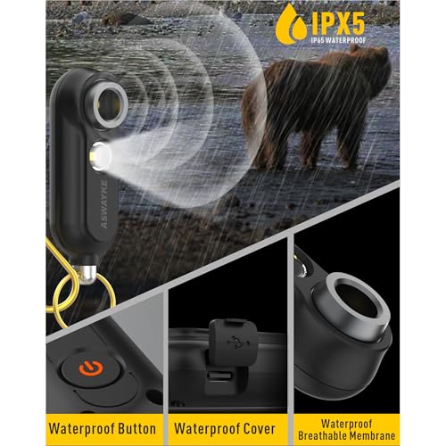aswayke 125dB Rechargeable Bear Horn,IPX5 Waterproof & LED Flashlight Bear Deterrent Device for Hiking, Camping, Outdoor Survival-Black - Image 4