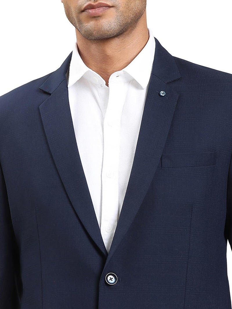 Turtle Men Polyviscose Blue Checkered Tailored Fit Blazer - Image 5