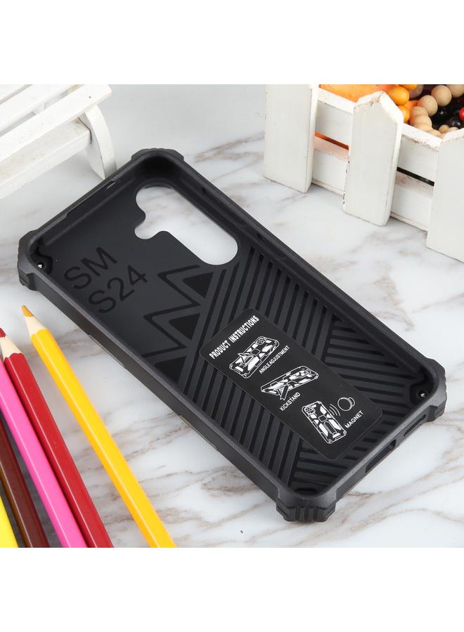 اس-توب جراب لهاتف Samsung Galaxy S24 5G، جراب هاتف مغناطيسي من مادة TPU + PC، مزود بمسند مموه - Image 3