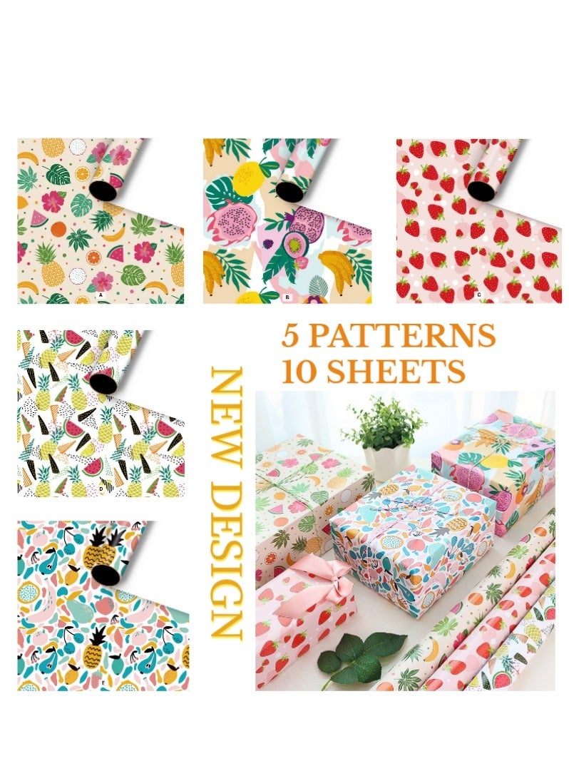 Generic 10 sheets Innovation Fruit Packaging Paper Valentine's Day Birthday Ramadan Eid Gift Wrapping Paper Flower Paper  - Image 1