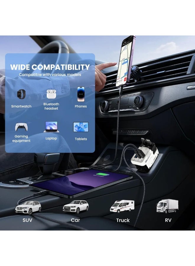 Car Charger 120W Retractable Cable And USB Car Charger 4-Port Fast Charging Compatible With Galaxy And Other Devices - Image 5