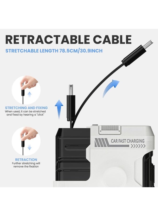 Car Charger 120W Retractable Cable And USB Car Charger 4-Port Fast Charging Compatible With Galaxy And Other Devices - Image 2