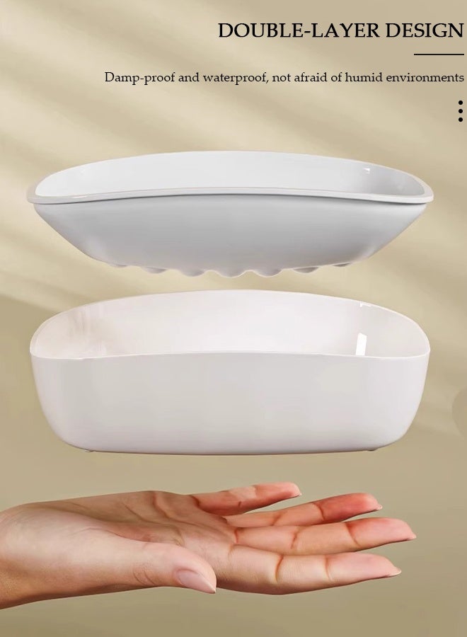 DUNISO 2PCS Soap Holder Soap Dish, Soap Dish Soap Tray Double-Layer Design Waterproof Removable Bar Soap Sponge Holder for Shower, Bathroom, Kitchen - Image 3