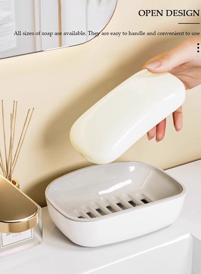 DUNISO 2PCS Soap Holder Soap Dish, Soap Dish Soap Tray Double-Layer Design Waterproof Removable Bar Soap Sponge Holder for Shower, Bathroom, Kitchen - Image 4