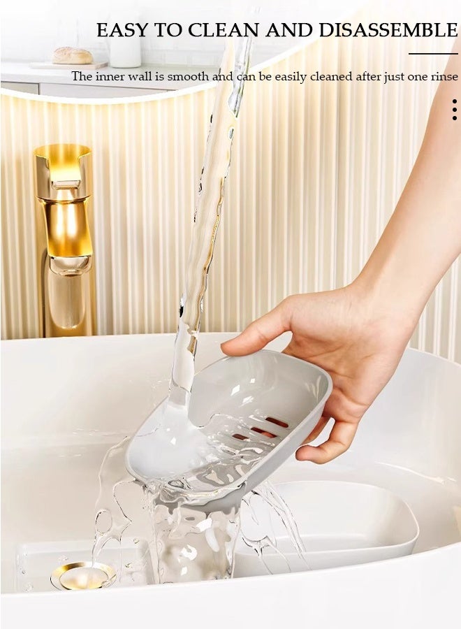 DUNISO 2PCS Soap Holder Soap Dish, Soap Dish Soap Tray Double-Layer Design Waterproof Removable Bar Soap Sponge Holder for Shower, Bathroom, Kitchen - Image 5