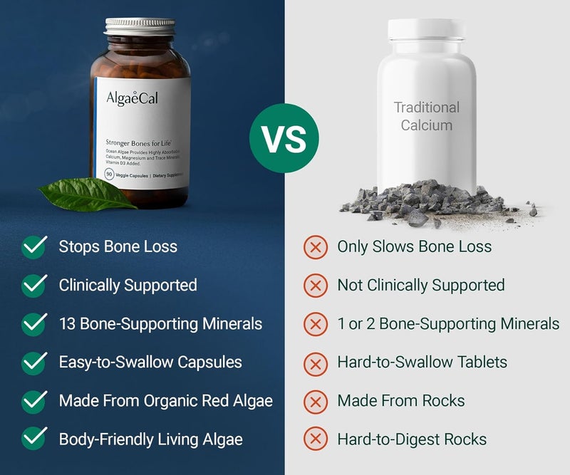 ALGAECAL  Plant Based Calcium Supplement with Vitamin D3 1000 IU for Bone Strength Contains 13 Minerals Supporting Bone Health Organic Calcium 750 mg for Women  Men 90 Caps 3 Month Supply - Image 4