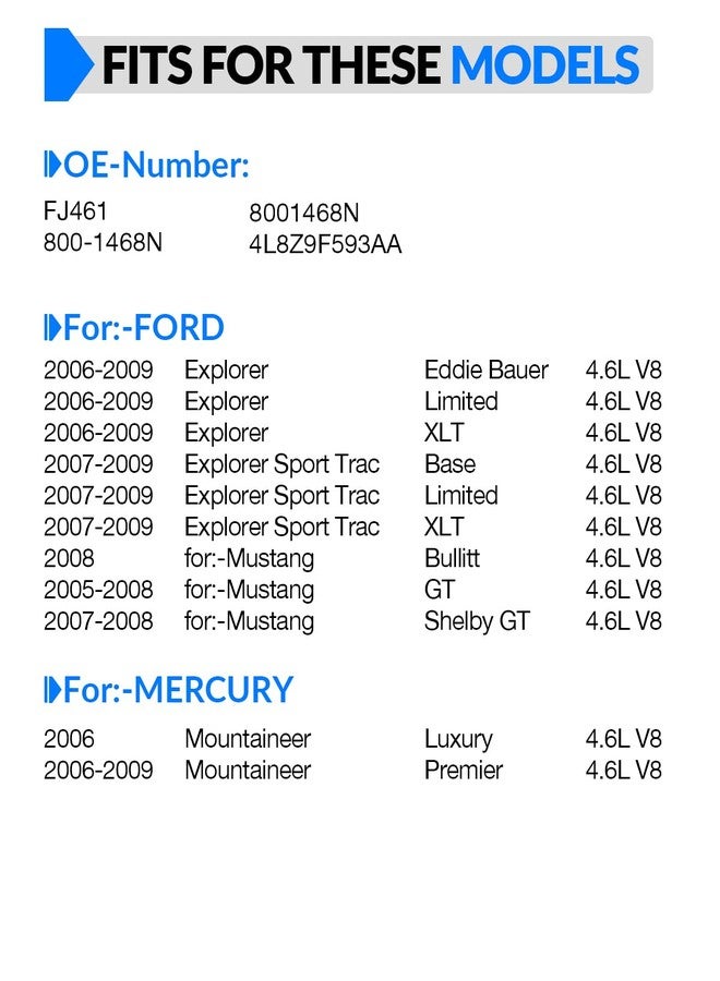 YZHIDIANF Upgraded Fuel Injectors Fits For:-Ford Explorer Explorer Sport Trac For:-Mustang For:-Mercury Mountaineer V8 4.6L 2005 2006 2007 2008 2009 2010, OE# FJ461 800-1468N (set of 8) - Image 2
