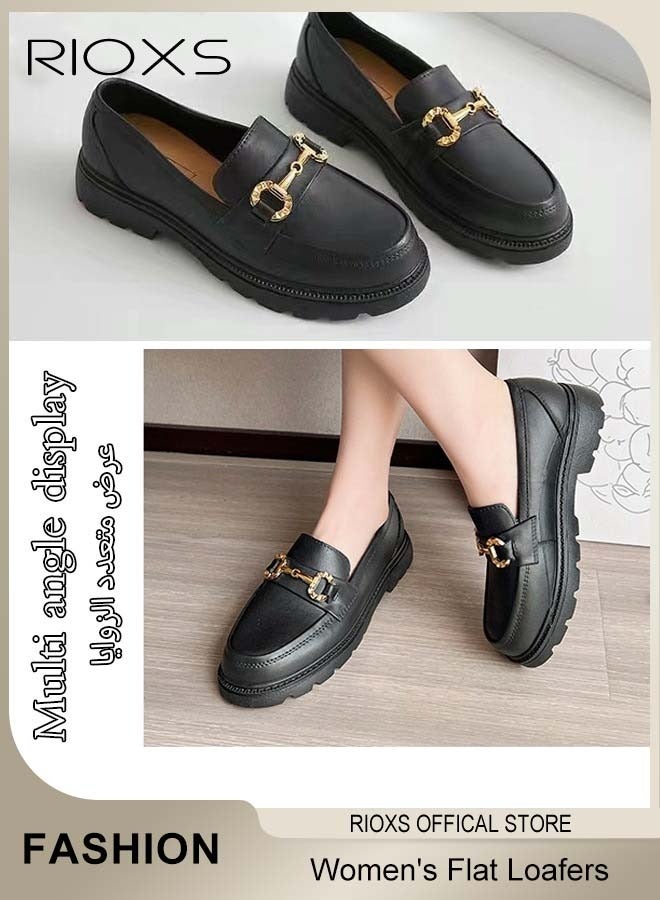 RIOXS Women's Loafers, Closed Round Toe Patent Leather Shoes, Fashion Dressy Loafers For Women, Versatile Slip-On Loafers Shoes, Casual Shoes For Girls Ladies, Comfort Penny Loafers For Business Work And Daily, Dress Shoes For Women  - Image 4