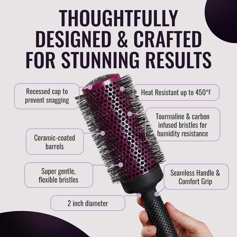ERGO Super Gentle Round Brush for Blow Out - Salon Quality Hair Styling for Women - Roller for Wet and Dry Hair - Volumizing Care Blowout - ERG53: 2" - Image 4