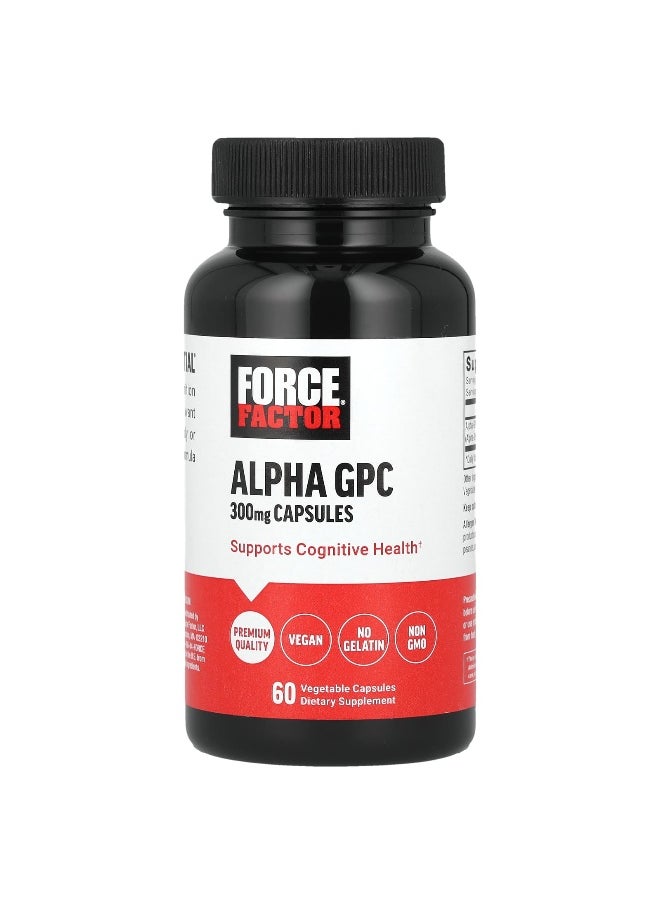 Force Factor Force Factor, Alpha GPC, 600 mg, 60 Vegetable Capsules (300 mg per Capsule) 