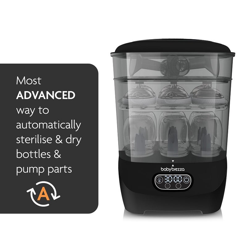 Baby Brezza Bottle Sterilizer and Dryer Advanced – Electric Steam Sterilization Machine Universal Sterilizing for All Bottles: Plastic + Glass Pacifiers Breast Pump Parts - HEPA Filtration-Black - Image 2