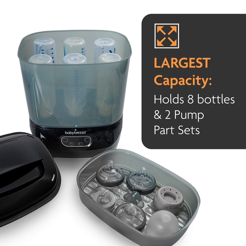 Baby Brezza Bottle Sterilizer and Dryer Advanced – Electric Steam Sterilization Machine Universal Sterilizing for All Bottles: Plastic + Glass Pacifiers Breast Pump Parts - HEPA Filtration-Black - Image 4