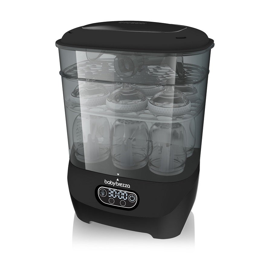 Baby Brezza Bottle Sterilizer and Dryer Advanced – Electric Steam Sterilization Machine Universal Sterilizing for All Bottles: Plastic + Glass Pacifiers Breast Pump Parts - HEPA Filtration-Black