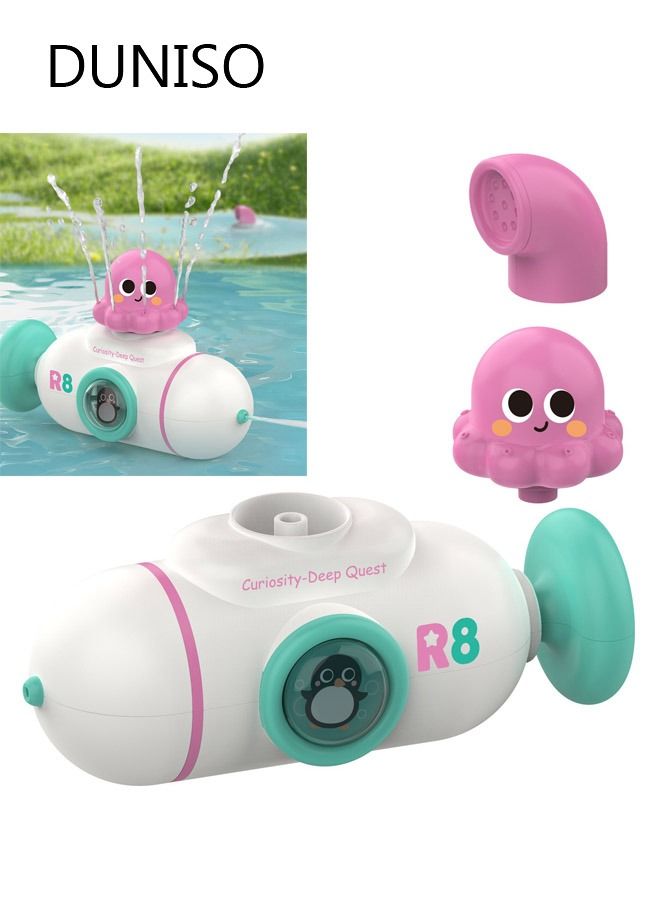 DUNISO Baby Bath Toys Bath Water Guns with Flower Shower and Octopus Bathtub Shower Toys Push Water Spray Toys for Toddlers Kids Boys Girls - Image 1
