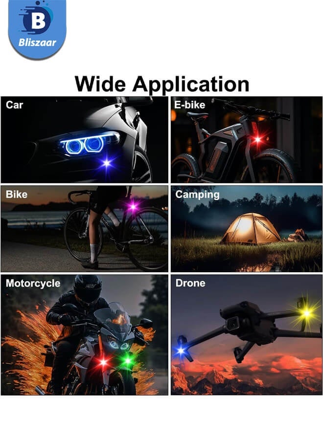 Bliszaar 4PCS Wireless LED Strobe Lights with Remote Control, 8 Colors USB Charing Waterproof Anti-Collision Led Emergency Warning Lights for Car Motorcycle Drone Aircraft Bike - Image 5