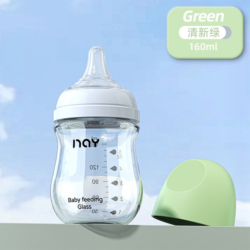 Noon Glass Bottle Newborn Baby Wide Diameter Anti-Flatulence Anti-Choking Newborn Baby Bottle Manufacturer Ready Stock - Image 1