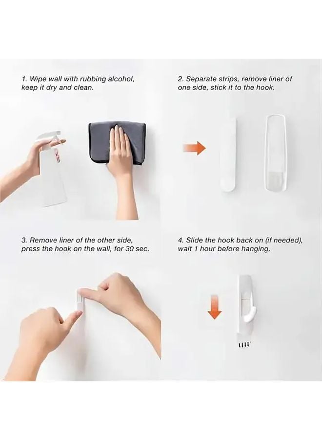 12 Hooks 14 Pieces 3M Double Sided Tape Self Adhesive No Drill Wall Hooks - Image 3