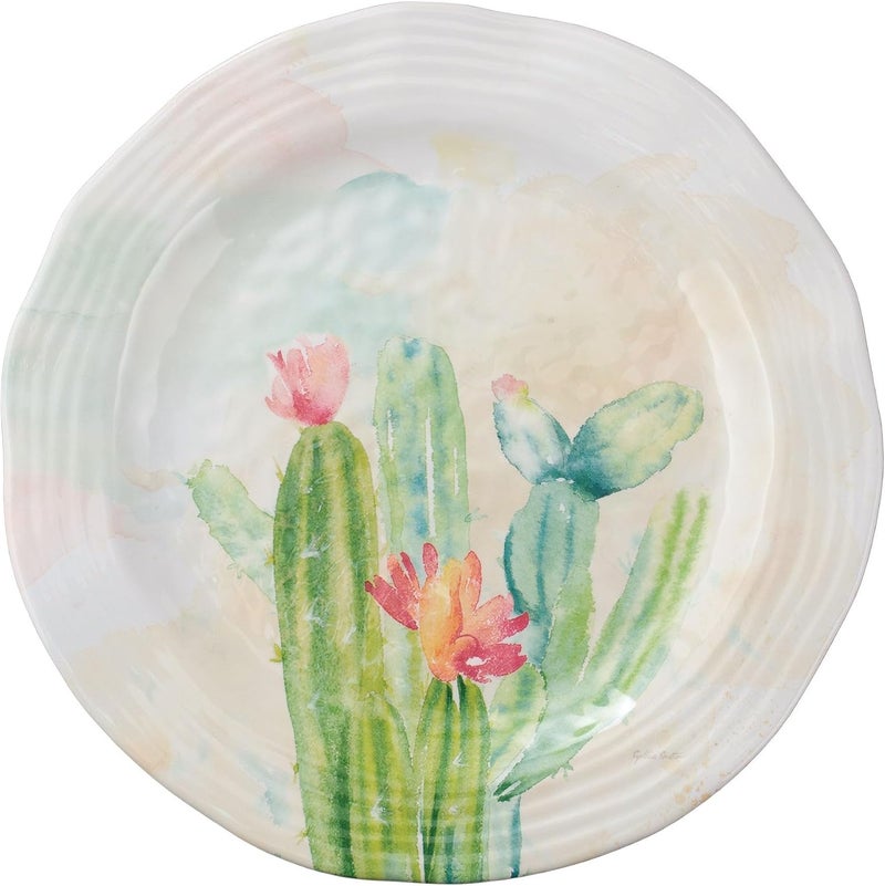 UPware Cactus Garden Melamine Dinner Plate Set Flower Shaped Plates for Main course Pasta and Salad BPAFree Dishwasher Safe Green 1088 Inch Set of 6 - Image 4