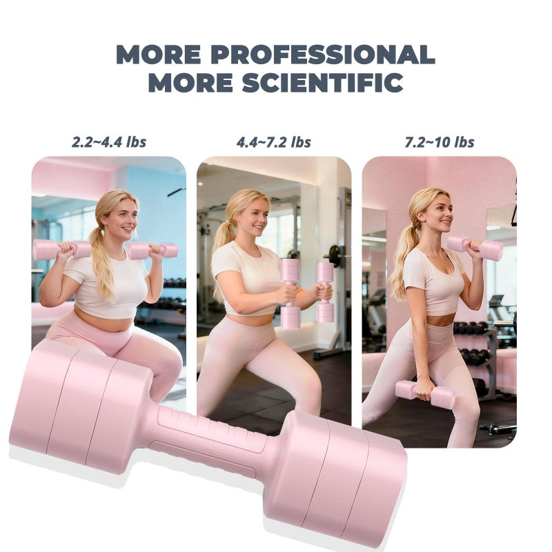 Ragebby Adjustable Dumbbell Set of 2, 2.2-10LB Adjustable Weight Set, Anti-slip Handle, 3 in 1 Free Weights Dumbbells Set for women at home, 2.2lb, 3.6lb, 5lb, for Home, Office, Gym Exercise Training - Image 5
