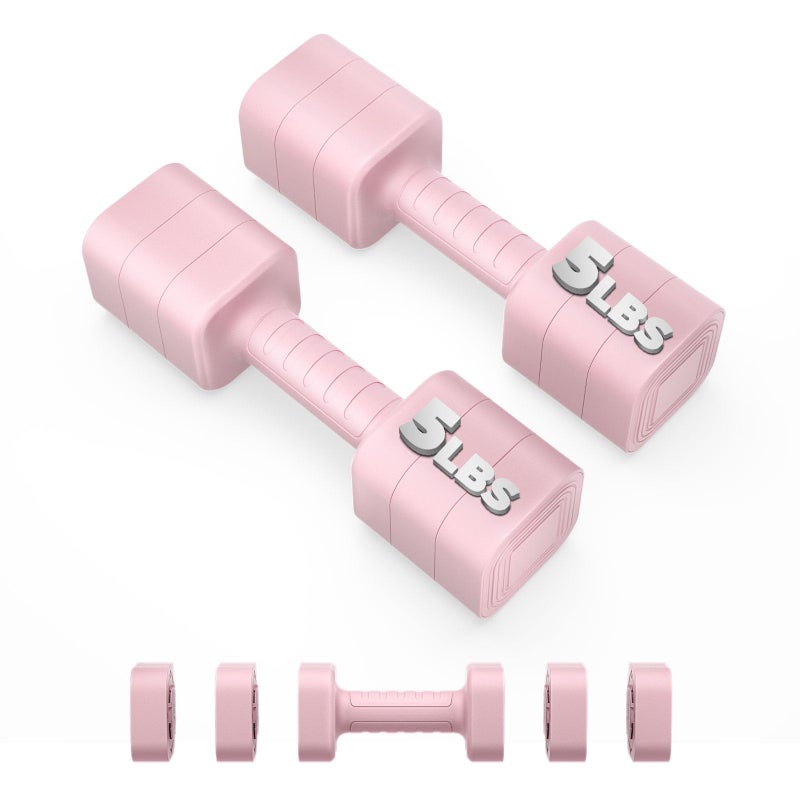 Ragebby Adjustable Dumbbell Set of 2, 2.2-10LB Adjustable Weight Set, Anti-slip Handle, 3 in 1 Free Weights Dumbbells Set for women at home, 2.2lb, 3.6lb, 5lb, for Home, Office, Gym Exercise Training - Image 1