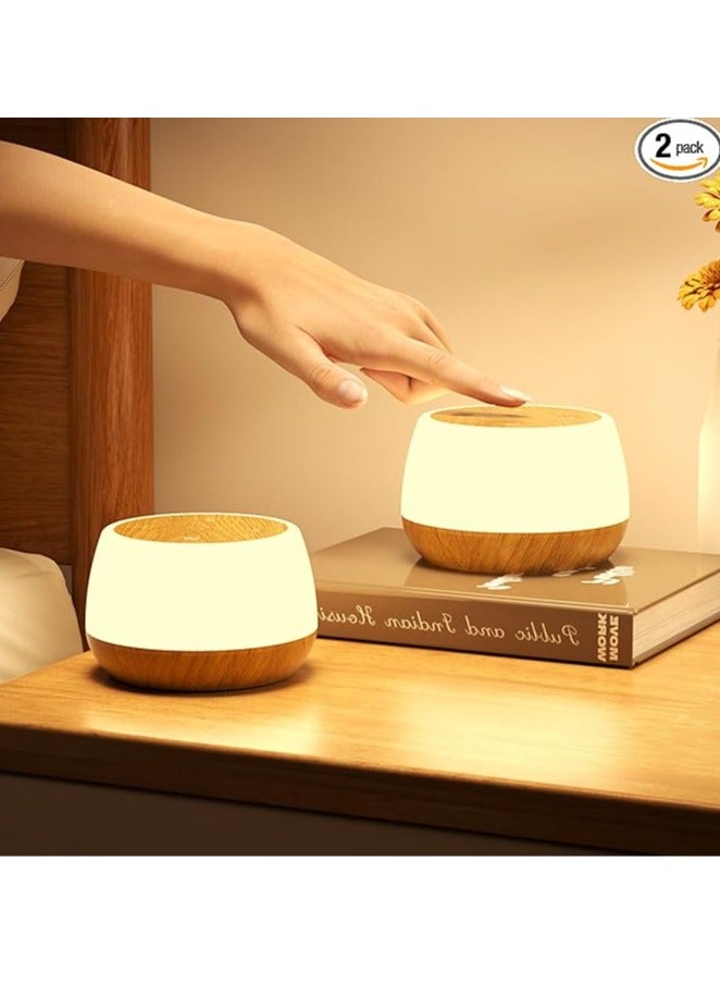 عربست طقم إضاءة ليلية لحضانة الأطفال مكون من 2، مصباح جانبي قابل لإعادة الشحن عن طريق USB قابل للتعتيم بدون خطوات، 3 أوضاع و9 ألوان متغيرة، مصباح محمول يعمل باللمس للكبار مع توقيت وذاكرة - Image 1