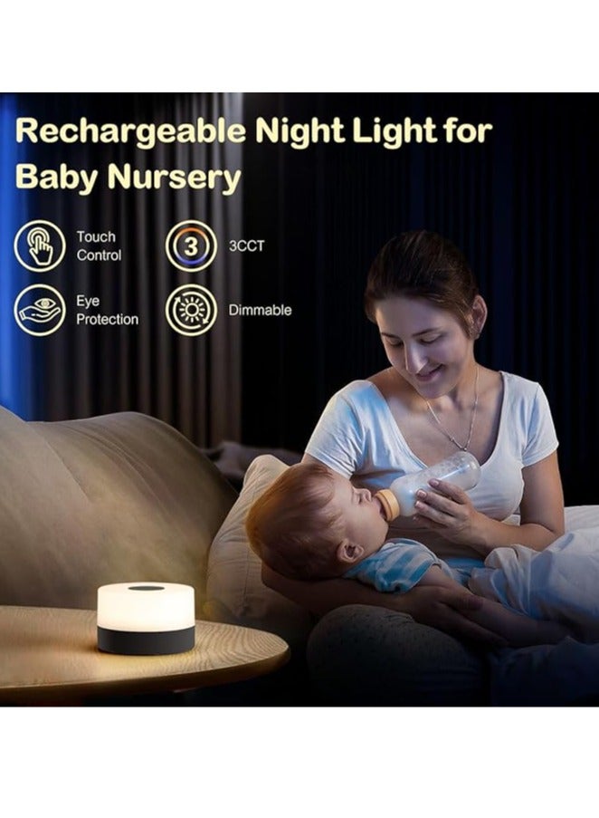 عربست طقم إضاءة ليلية لحضانة الأطفال مكون من 2، مصباح جانبي قابل لإعادة الشحن عن طريق USB قابل للتعتيم بدون خطوات، 3 أوضاع و9 ألوان متغيرة، مصباح محمول يعمل باللمس للكبار مع توقيت وذاكرة - Image 4