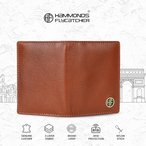 HAMMONDS FLYCATCHER Genuine Leather Card Holder Wallet for Man & Women, RFID Protected ATM/Credit Card Holder Wallet for Men with 4 Slots(Fits Upto 8 Cards), Gift for Men - Tan - Image 4